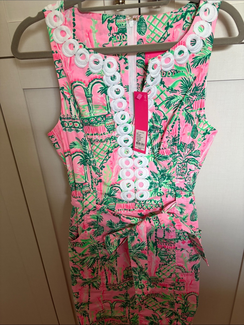 Lilly Pulitzer Pink & Green Printed Girls Romper with White Trim - Picture 6 of 6